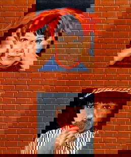 Garzino (Italy,20C) oil painting: ARTIST: Garzino (Italian, 20 century) TITLE: Portraits of Children MEDIUM: oil on canvas CONDITION: Unstretched (In-House stretching available). Few minor scratches/paint losses. No visible inpaint