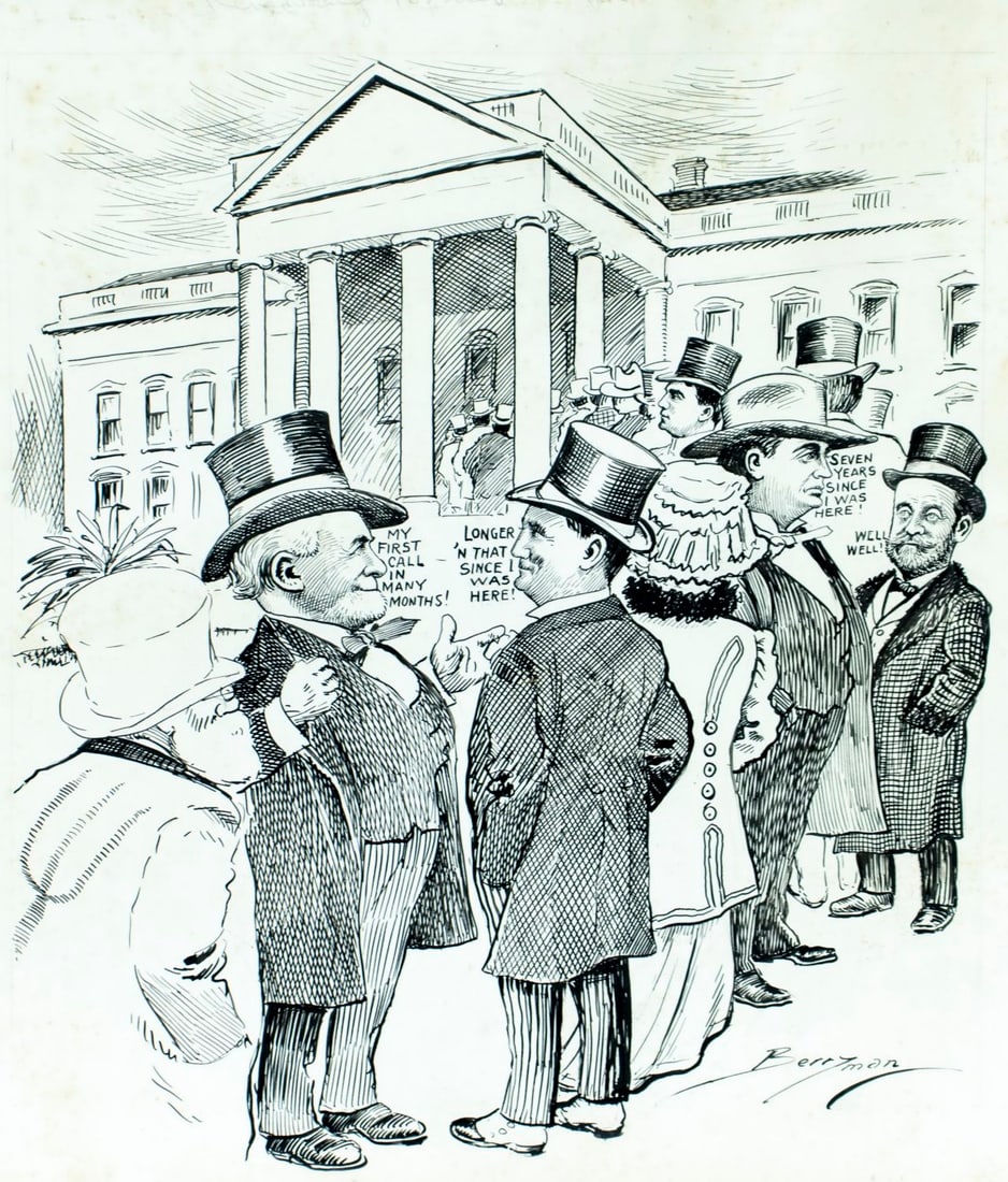 Clifford Berryman (DC,1869-1949) ink painting antique (1 of 13)