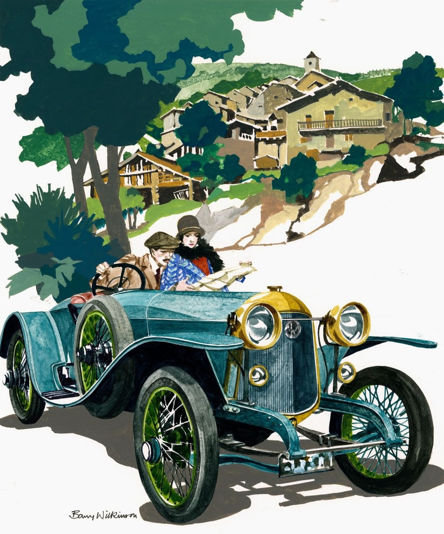 Barry Wilkinson (UK,1923-2007) watercolor painting: ARTIST: Barry Wilkinson (United Kingdom, 1923 - 2007) TITLE: Spanish Andorra N2, Elizalde, 1922 (titled on verso) YEAR: 1985 MEDIUM: watercolor on board CONDITI