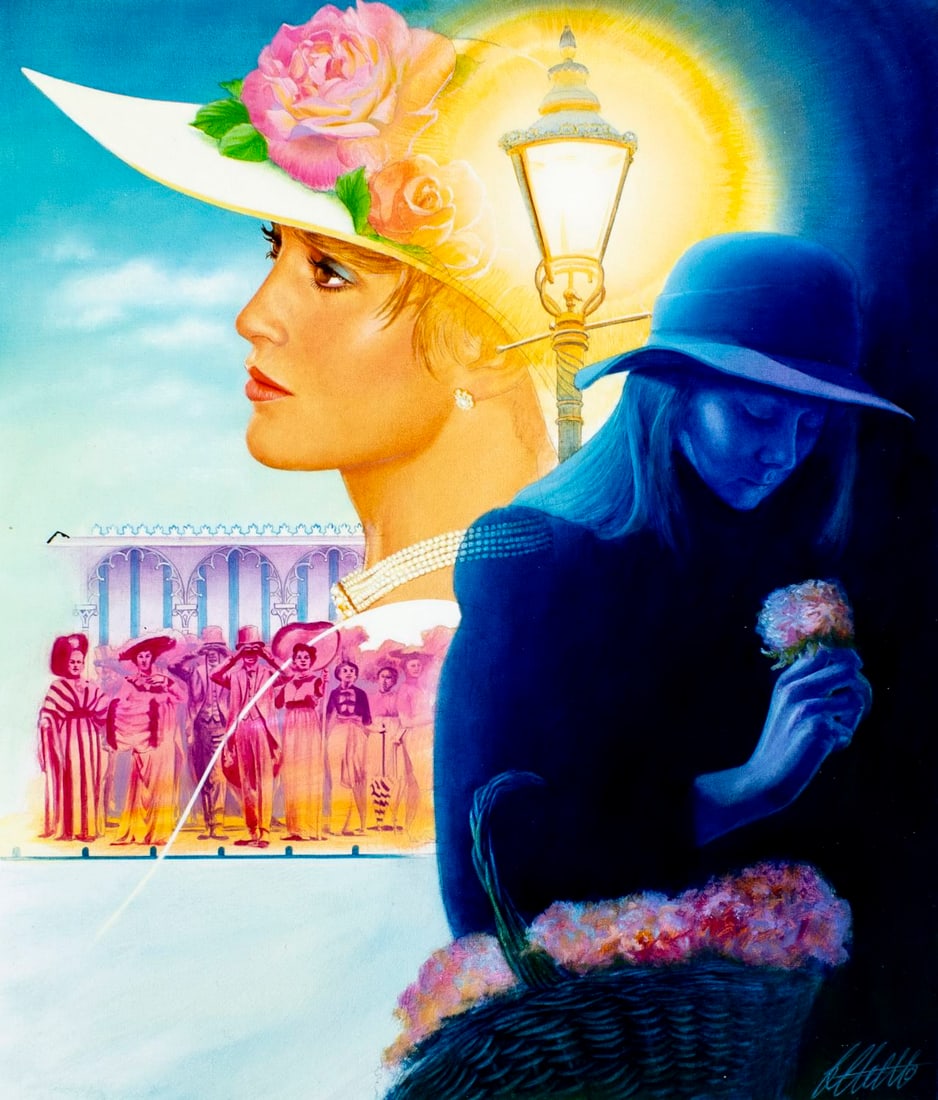 Ed Little (CT,b 1957) oil painting: ARTIST: Ed Little (Connecticut, born 1957) TITLE: My Fair Lady (titled on verso) YEAR: 1993 MEDIUM: oil on canvas board CONDITION: Very good. No visible
