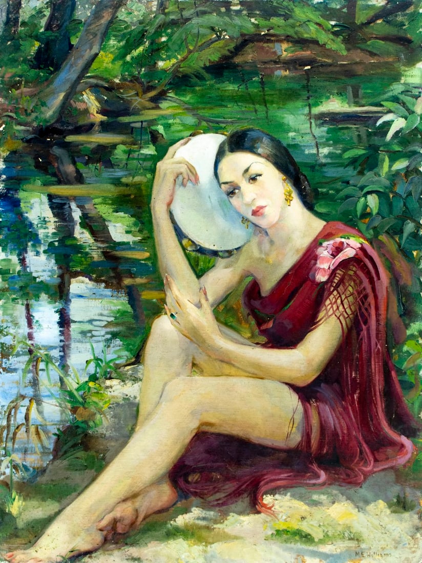 M E Williams (US,early 20C) oil painting antique (1 of 12)