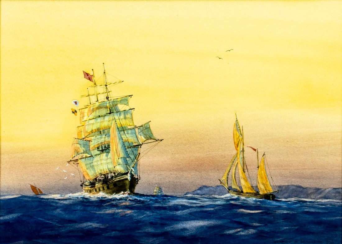 Barry K Barnes (UK,early 20C) watercolor painting (1 of 12)