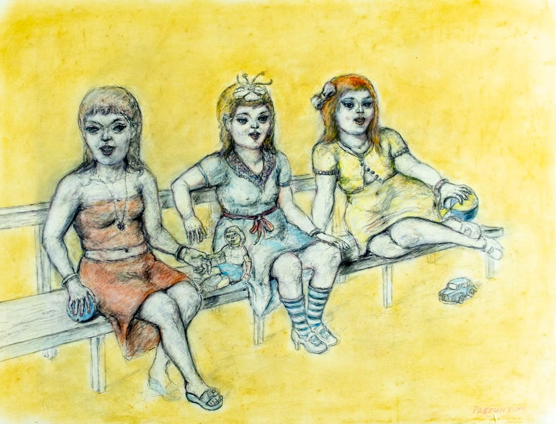 Peter Passuntino (IL,France,1936-?) mixed media painting (1 of 12)