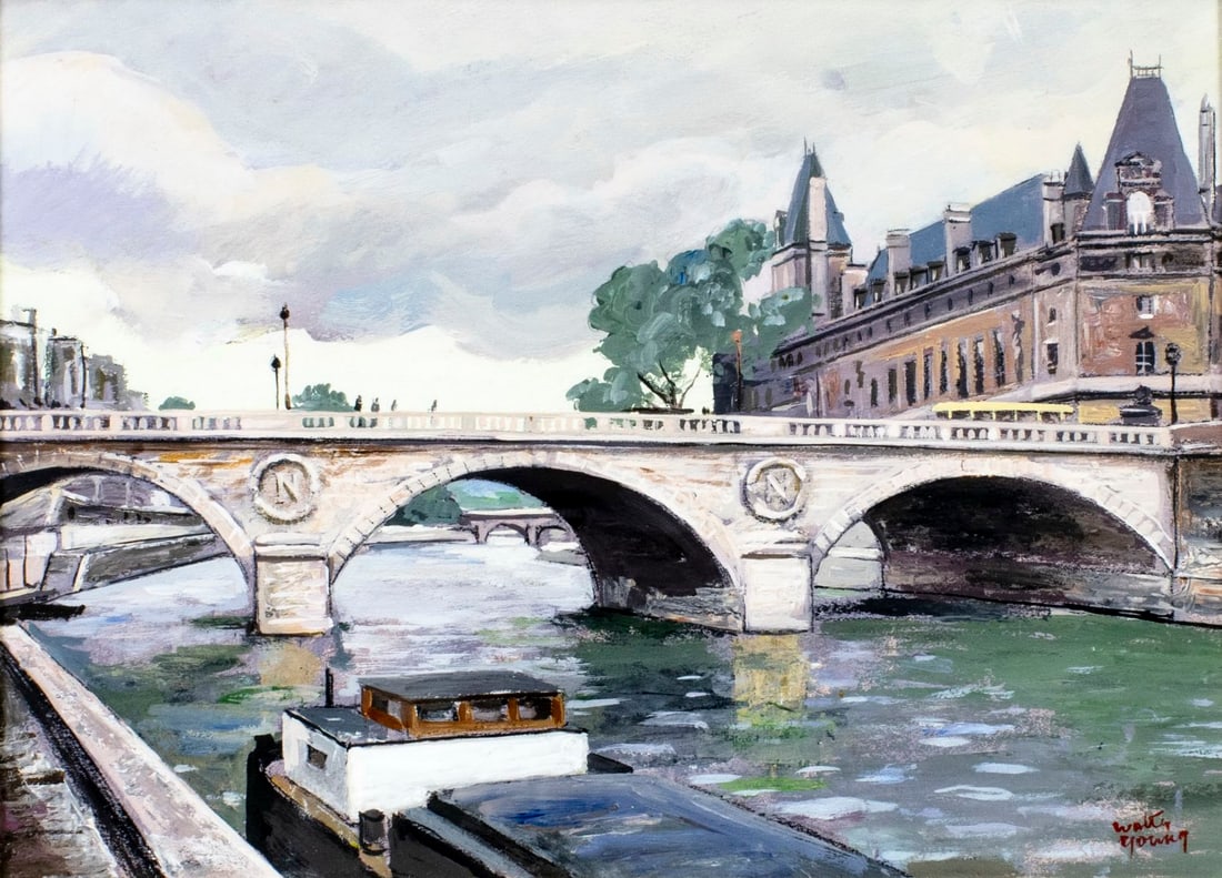 Walter Young (France,20C) gouache painting (1 of 12)