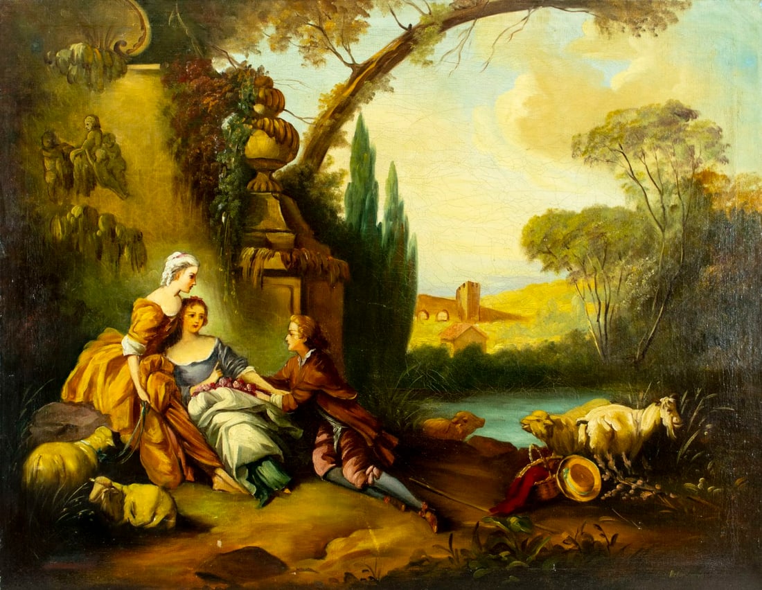 Antique 19C European oil painting (1 of 12)