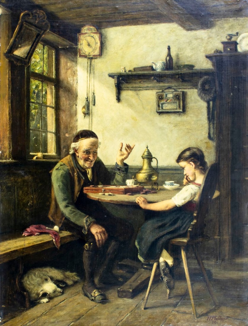 Hermann Plathner (German,1831-1902) oil painting antique (1 of 13)