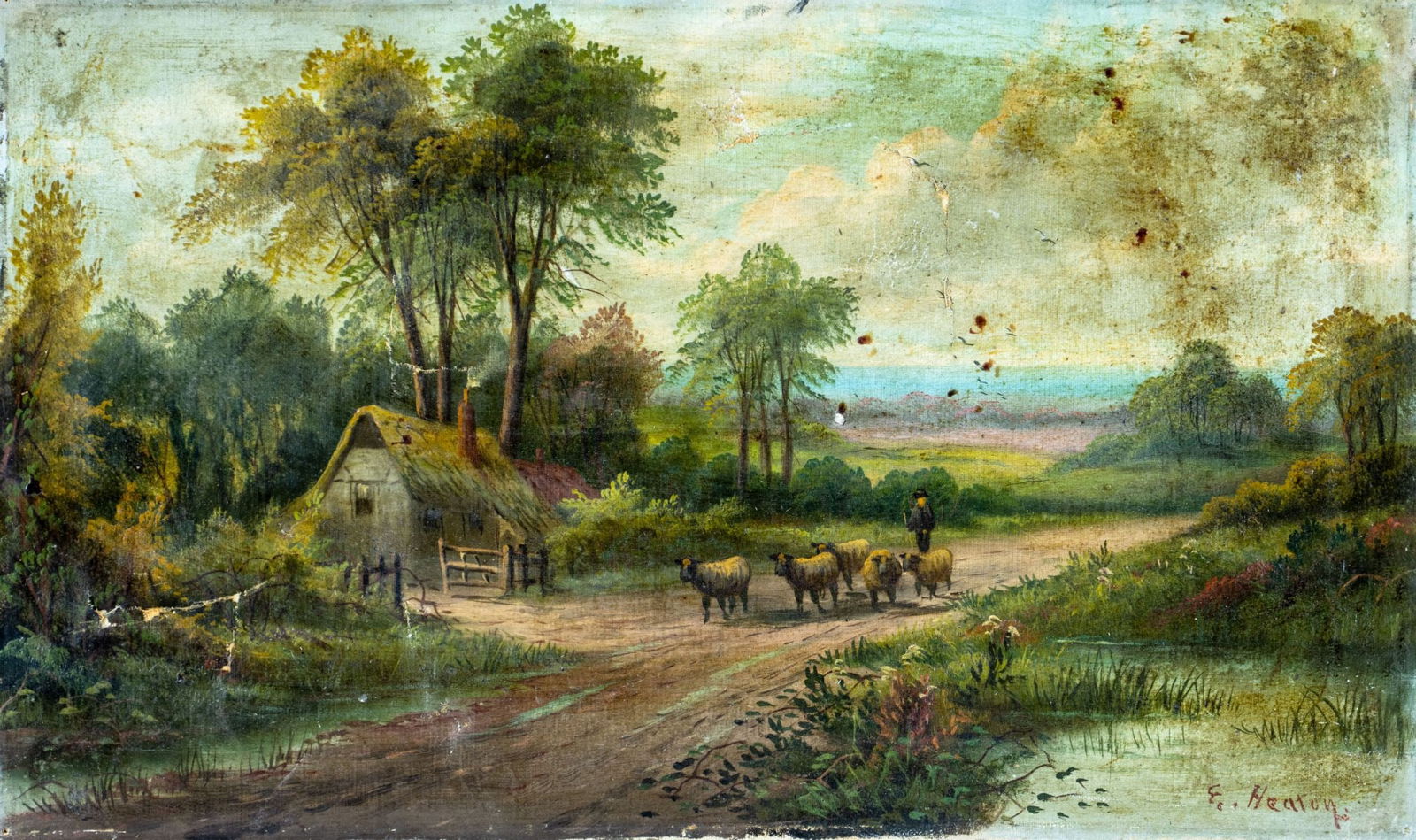 E Heaton (UK,early 20C) oil painting antique (1 of 12)