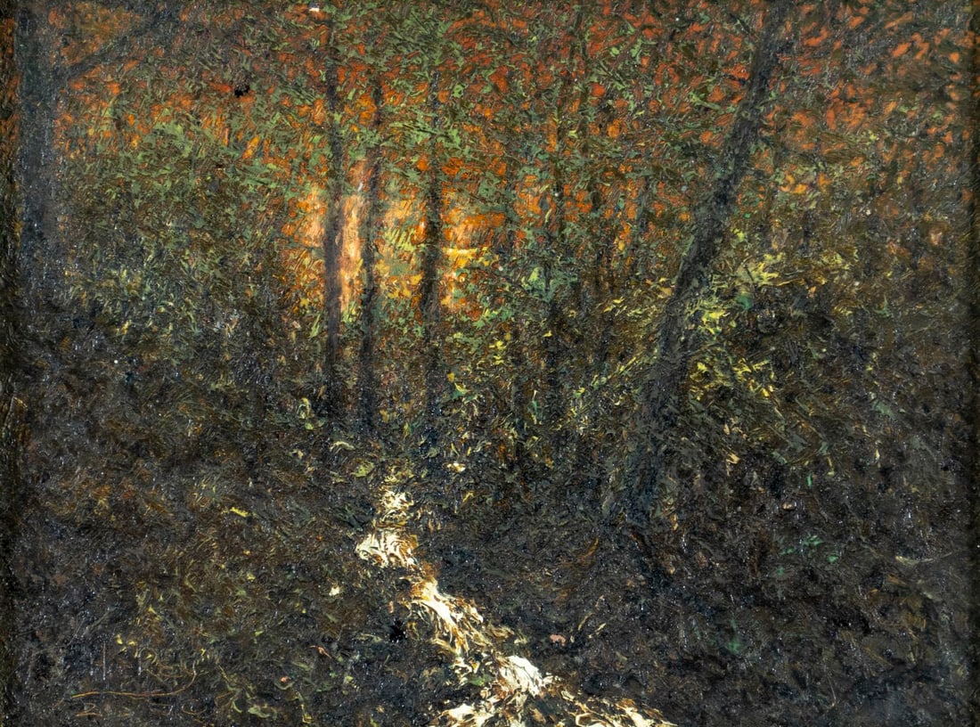 Hickey (US,early 20C) oil painting antique 2-sided (1 of 12)