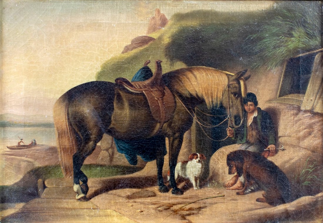 Antique 19C European oil painting (1 of 13)