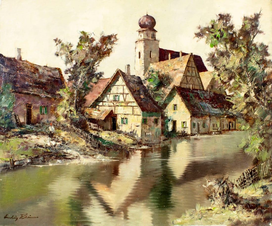 Vintage 20C German oil painting signed (1 of 13)