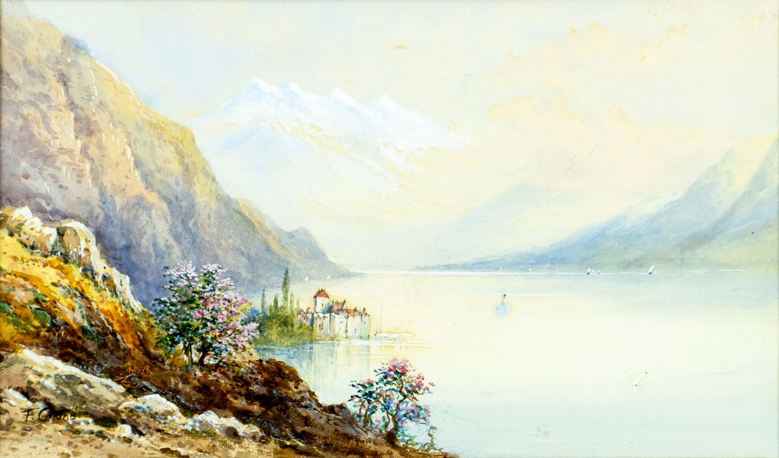 Frank Catano (Italy,1880-1920) watercolor painting antique (1 of 12)