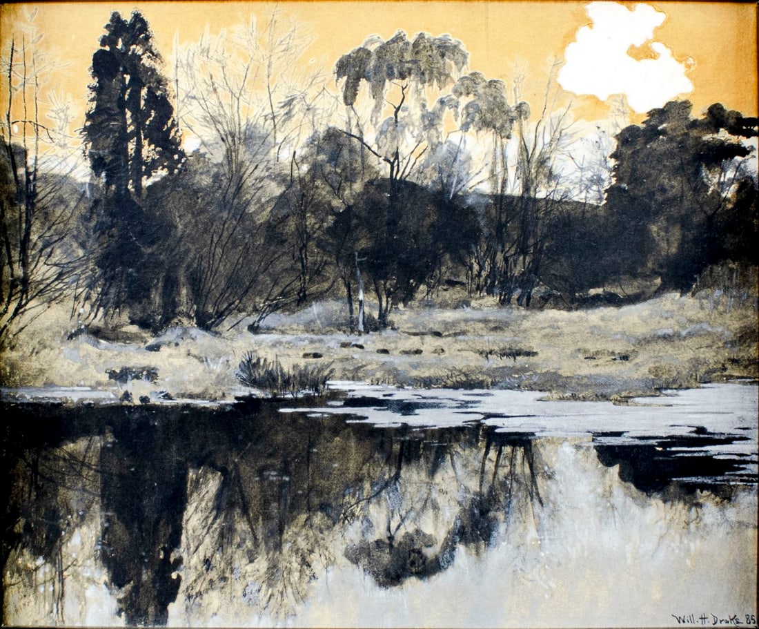 William Henry Drake (NY,CA,1856-1926) gouache painting antique (1 of 15)