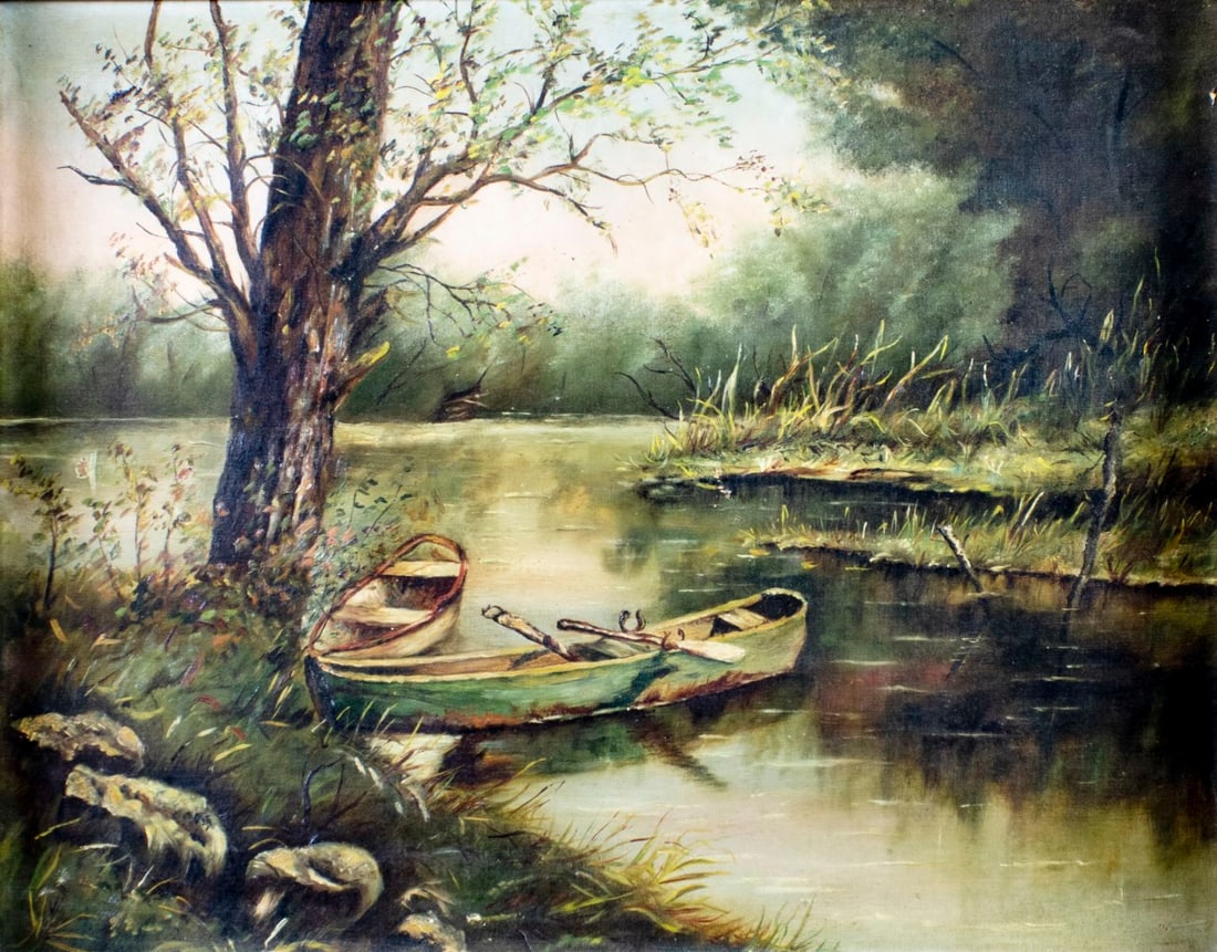 Antique early 20C American oil painting (1 of 12)