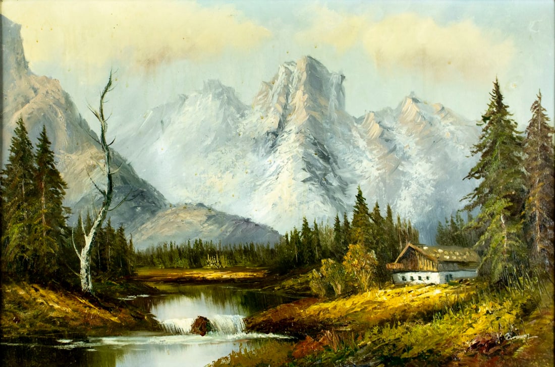 Vintage 20C German oil painting signed (1 of 12)