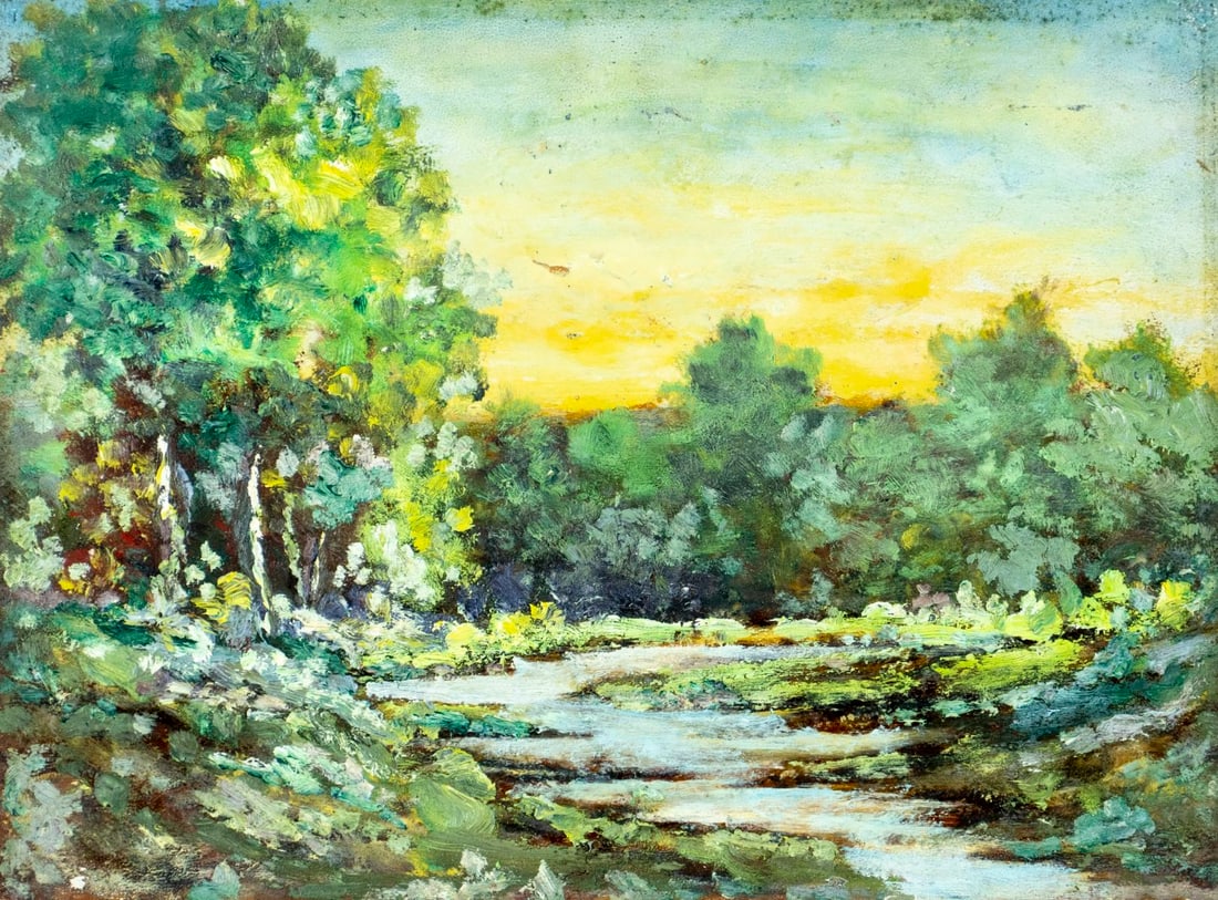 Antique early 20C American oil painting (1 of 11)