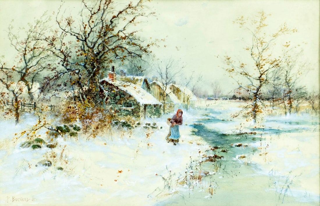 P Buckens Jr (US,20C) watercolor painting (1 of 13)