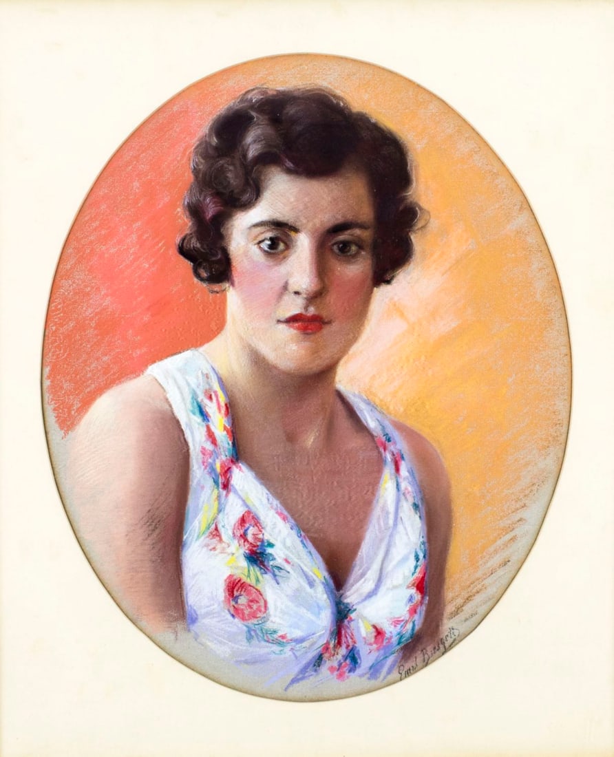 Vintage 20C American pastel painting signed (1 of 10)