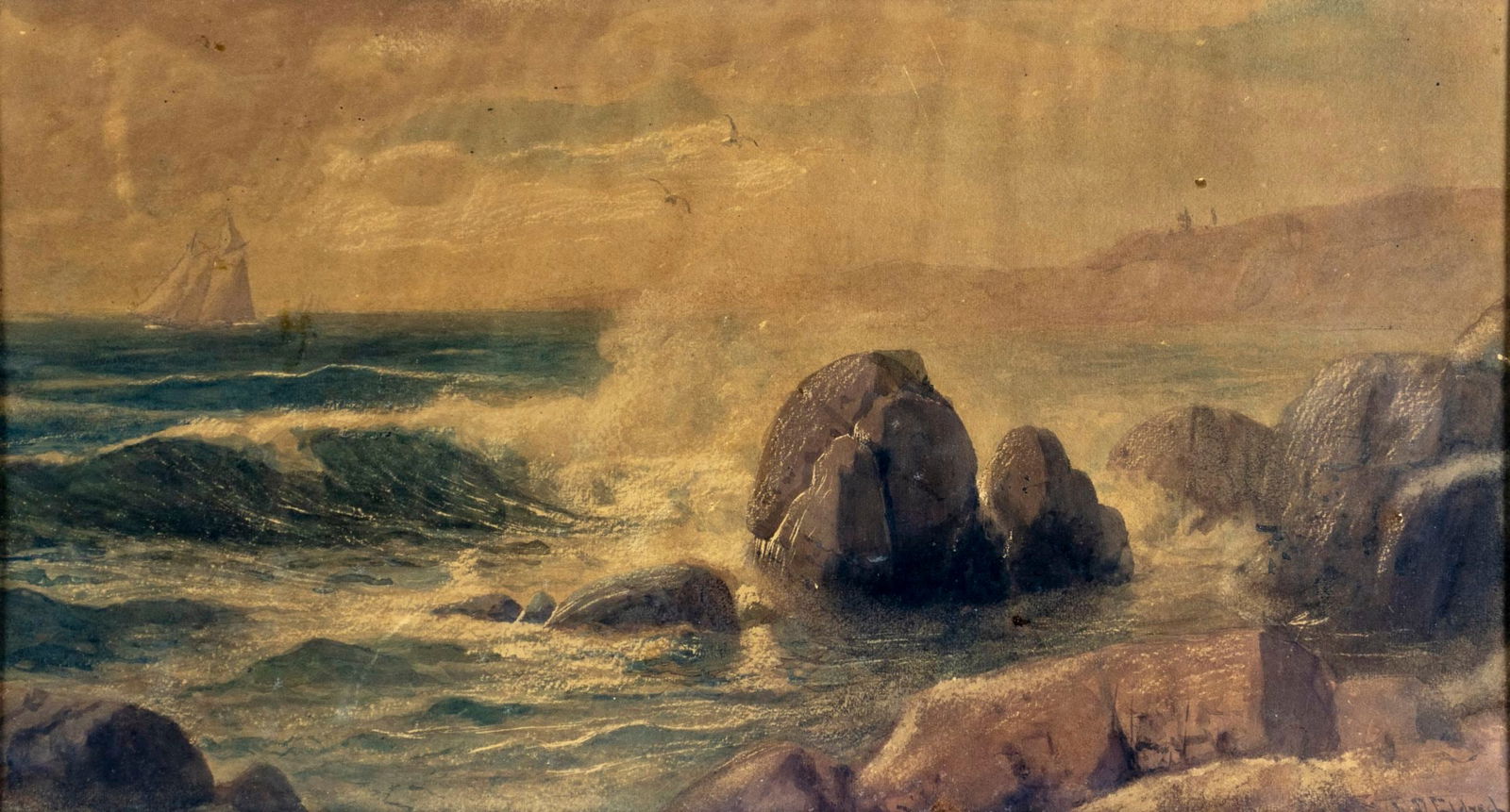 Lemuel Eldred (MA,1848-1921) watercolor painting antique (1 of 13)