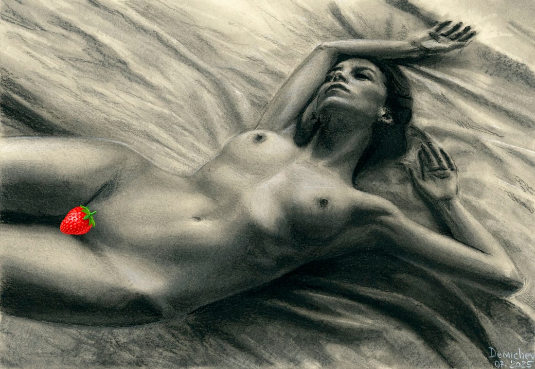 Oleksandr Demichev (Ukraine,20/21C) pastel painting: ARTIST: Oleksandr Demichev (Ukrainian, 20/21 centuries) TITLE: Nude MEDIUM: pastel on heavy paper CONDITION: Very good. ART SIZE: 12 x 17 inches / 30 x 4