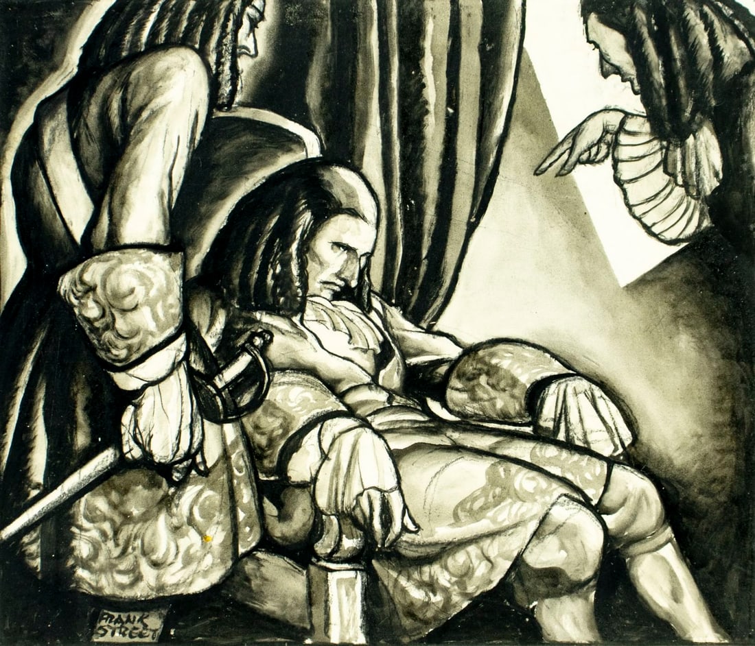 Frank Street (NY,KS,MO,1893-1944) ink wash painting antique (1 of 13)