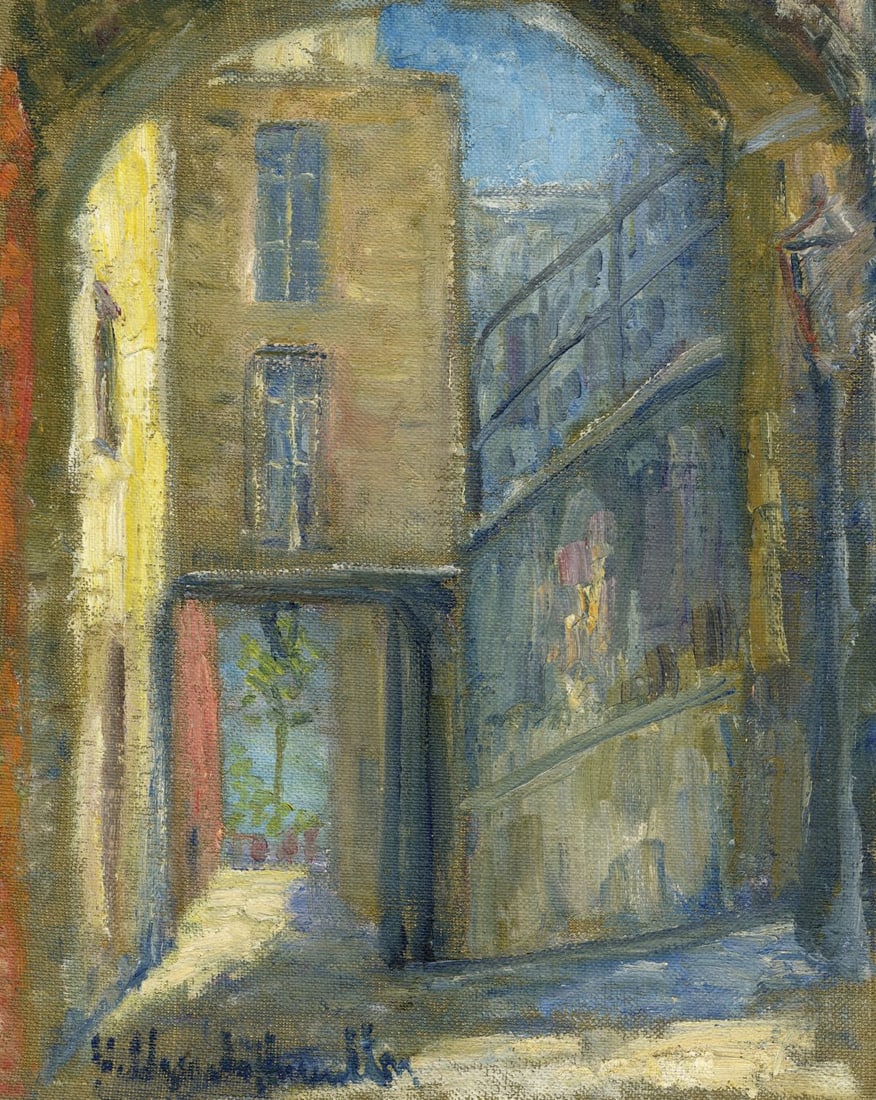 Hildegarde Hamilton (FL,VA,1898-1970) oil painting 2-sided (1 of 13)