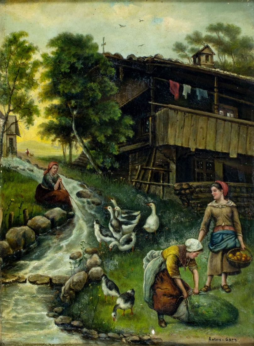 Anton Gros (US,early 20C) oil painting antique (1 of 12)