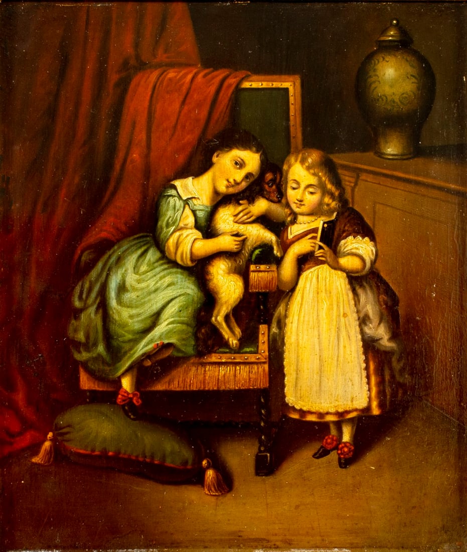 Antique early 20C European oil painting (1 of 12)