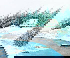 Law Kwok Leung (China,NY,b 1954) oil painting: ARTIST: Law Kwok Leung (Chinese, New York, born 1954) TITLE: Winter Coastal Landscape with House MEDIUM: oil on canvas CONDITION: Unstretched (In-House stretching available)