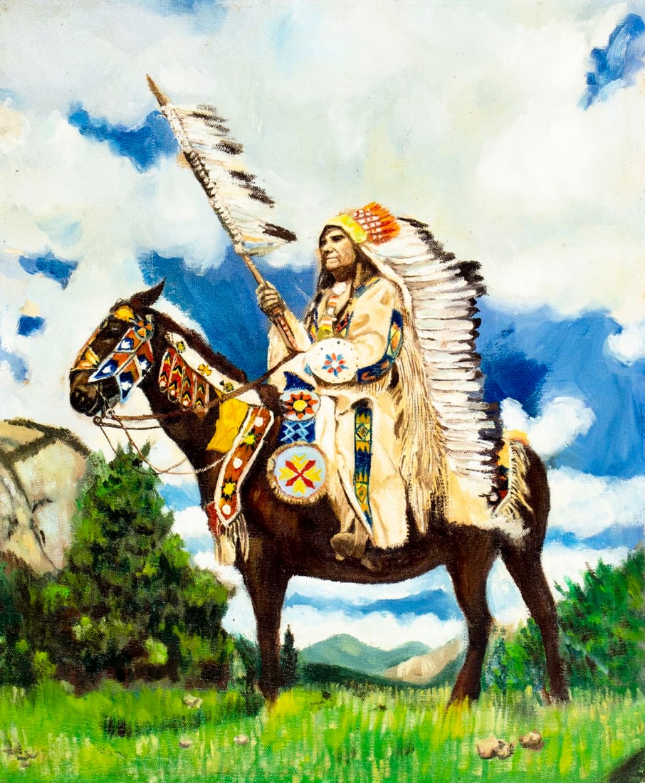 Vintage mid 20C American oil painting (1 of 12)