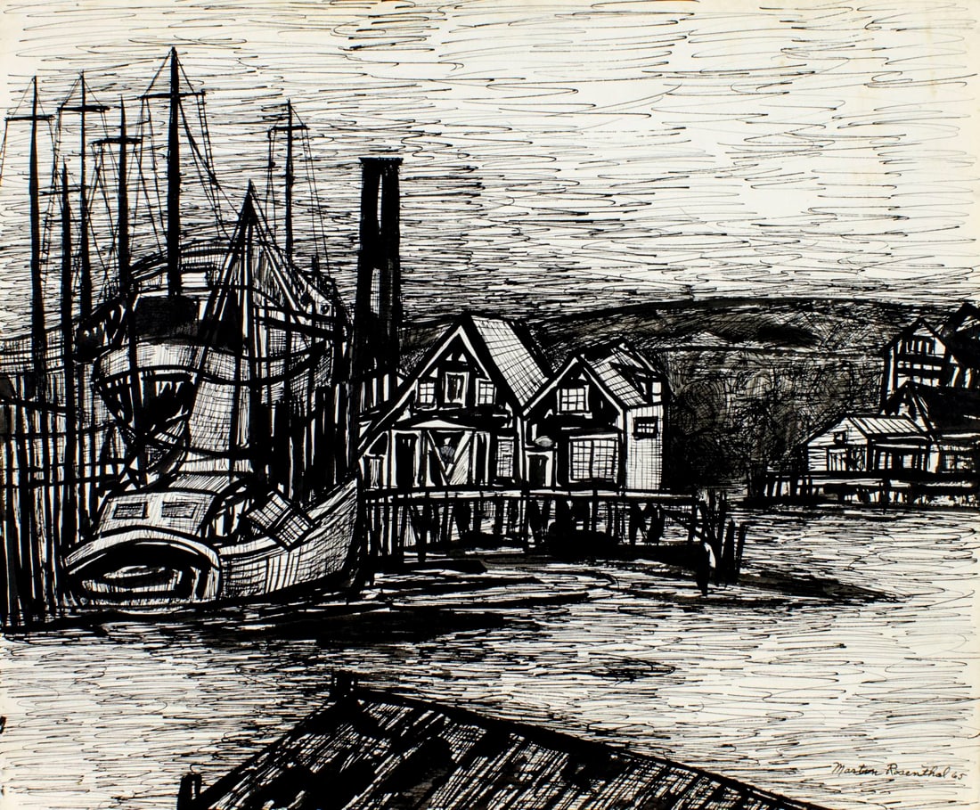 Martin Rosenthal (NY,MA,1899-1974) mixed media painting (1 of 12)