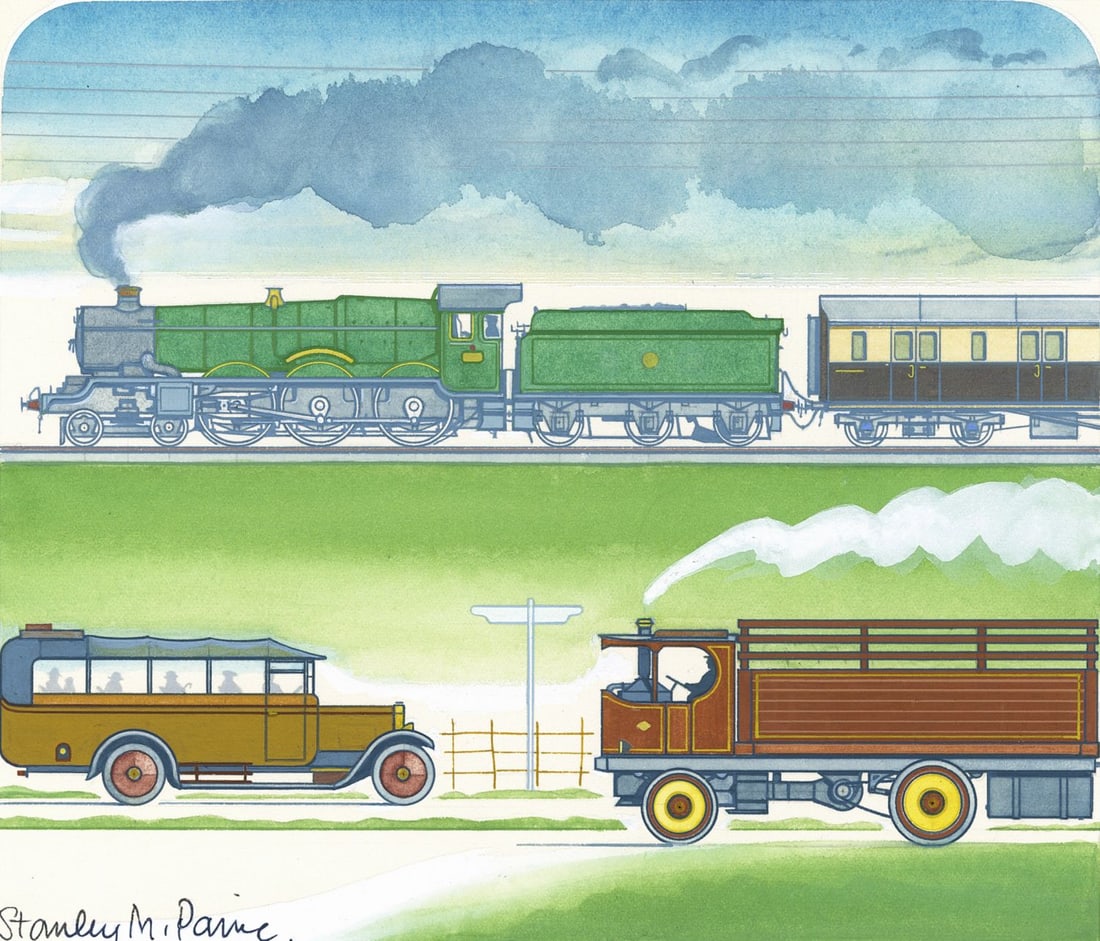 Stanley Paine (UK,1934-?) gouache painting (1 of 12)