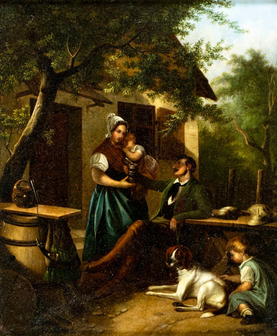 Antique early 20C European oil painting (1 of 12)