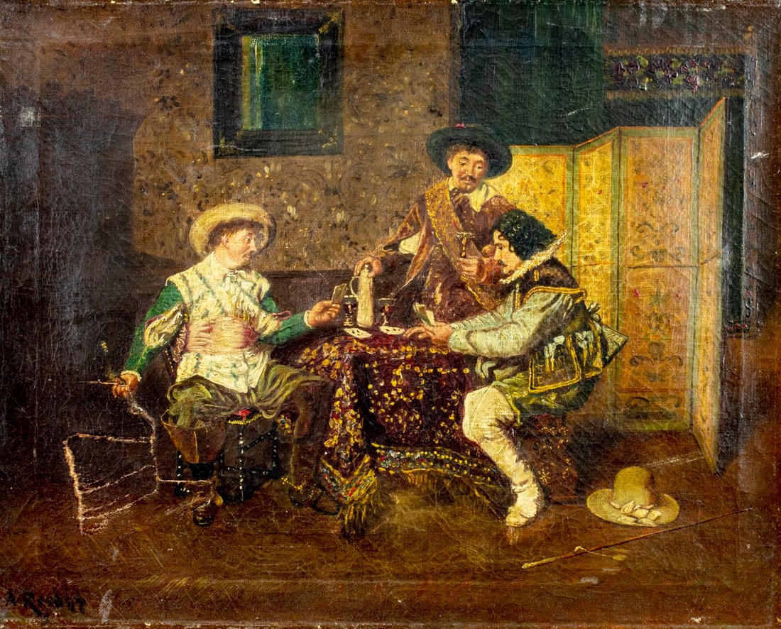 Antique 19C American oil painting signed (1 of 12)