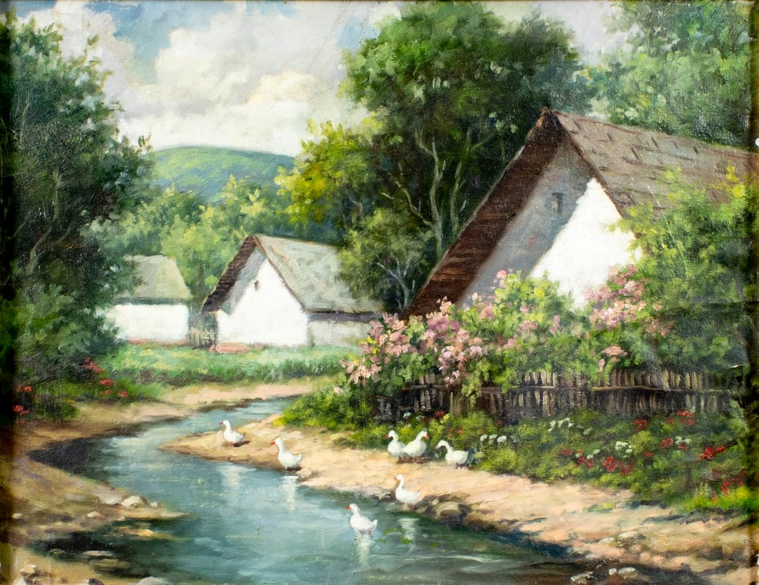 Antique early 20C European oil painting (1 of 13)