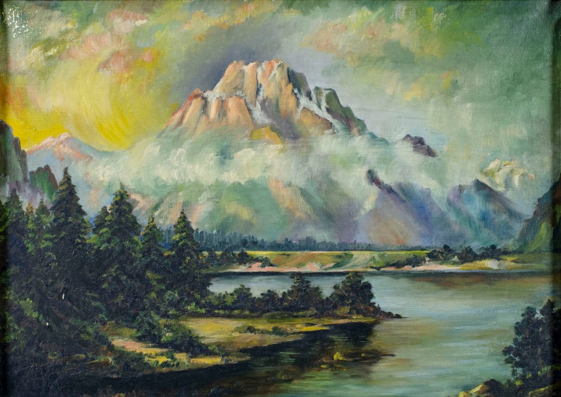 Vintage mid 20C American oil painting (1 of 11)