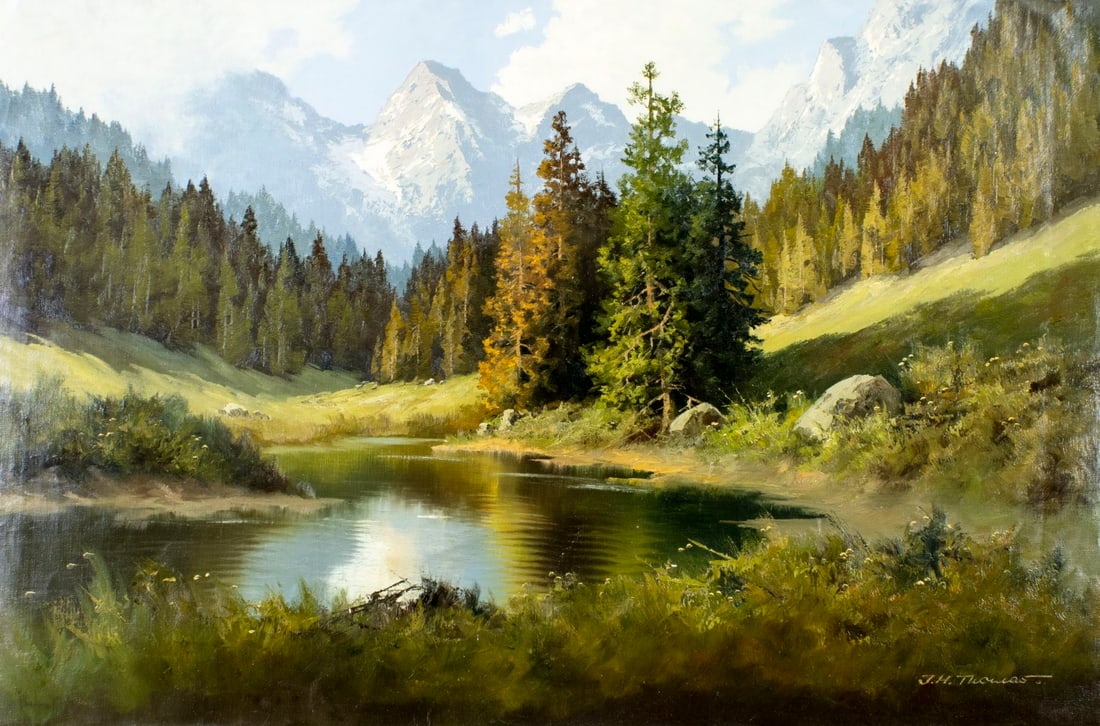 Joseph Heinrich Thomas (German,1922-?) oil painting (1 of 13)