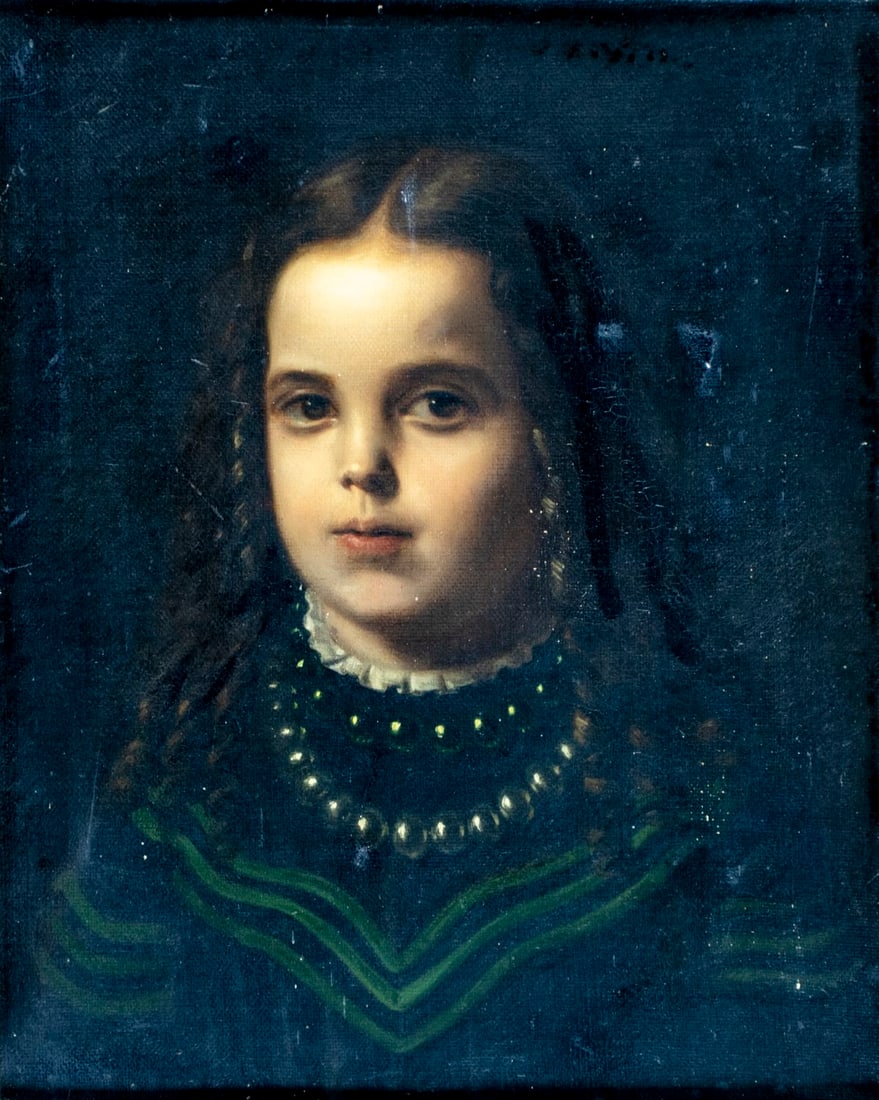 Antique 19C American oil painting signed (1 of 14)