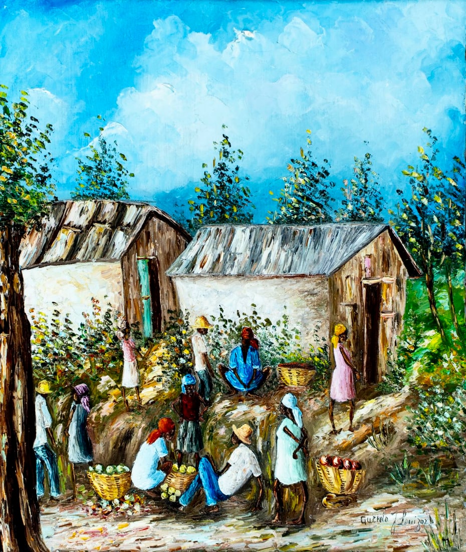 Guerda J Louizor (Haiti,1940-?) oil painting (1 of 13)