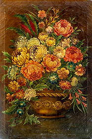 A F Holmes (US,19C) oil painting antique: ARTIST: A F Holmes (American, 19 century) TITLE: Still Life with Vase of Flowers MEDIUM: oil on canvas CONDITION: Three patches. Minor damages to the upper corners of canva
