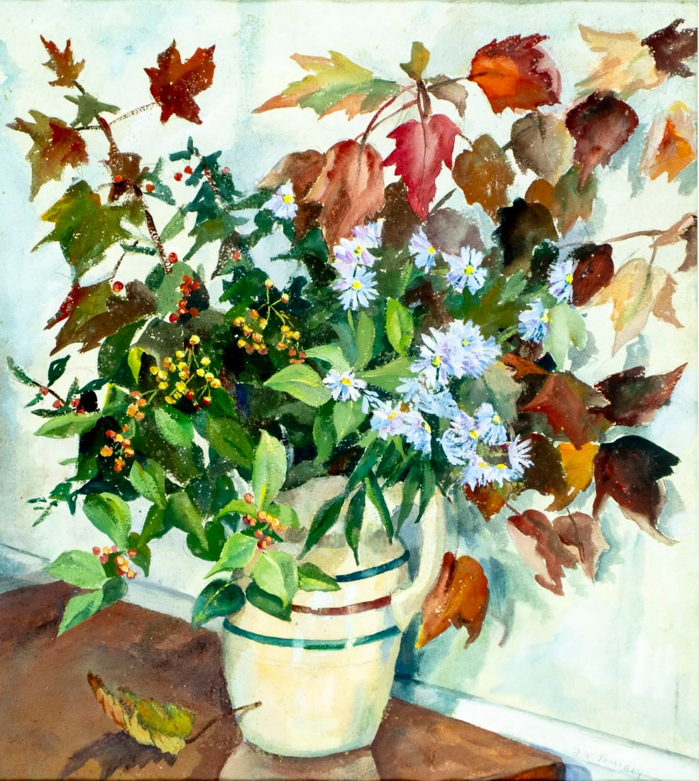 Florence Walton Pomeroy (ME,NJ,1889-1981) watercolor painting (1 of 12)