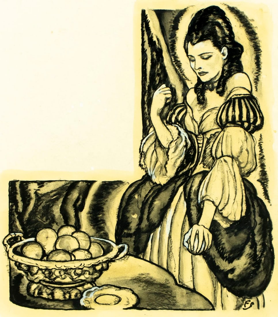 Frank Street (NY,KS,MO,1893-1944) ink wash painting antique (1 of 15)