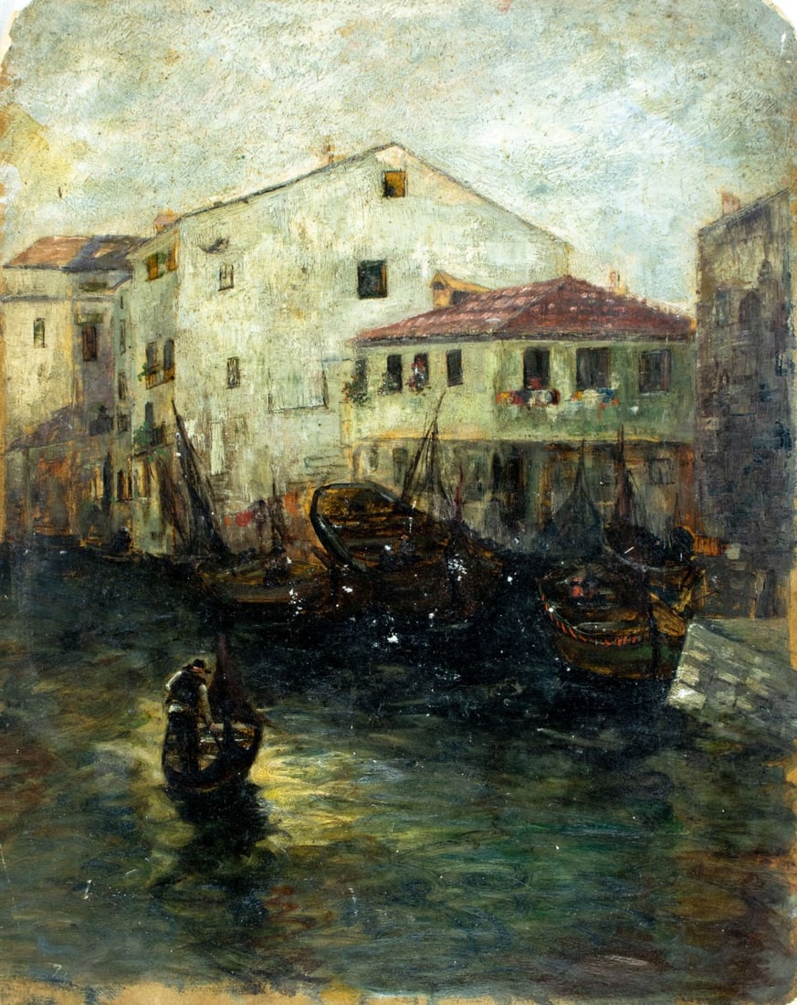 Antique early 20C European oil painting (1 of 11)