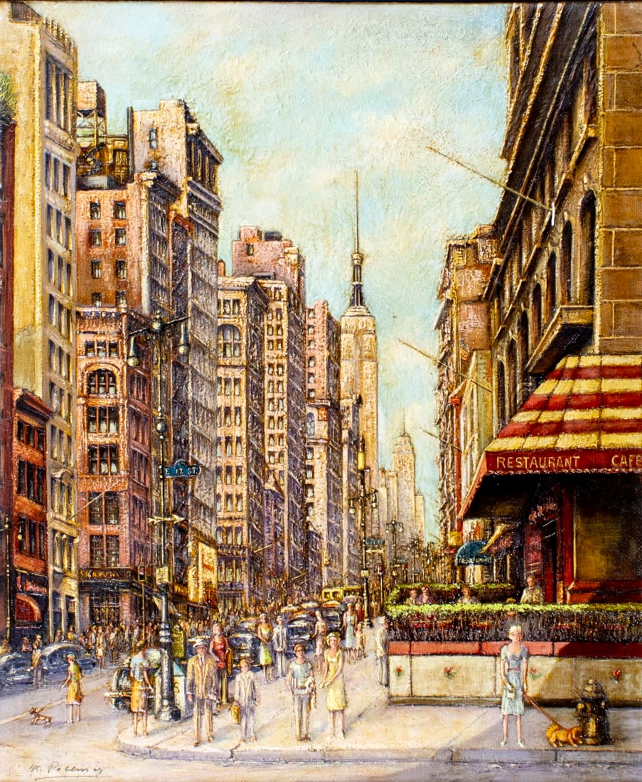 Vintage mid 20C American oil painting signed (1 of 12)