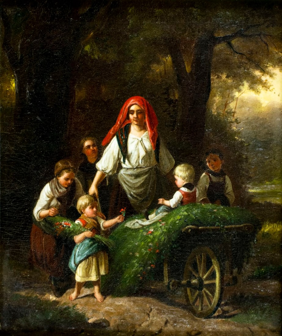 Antique 19C European oil painting (1 of 12)