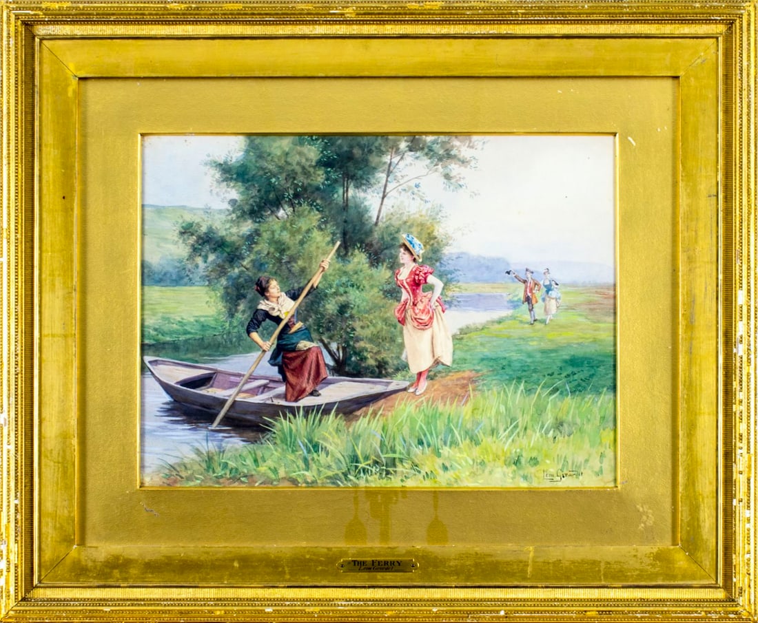 Leon Girardet (French,Swiss,1857-1895) watercolor painting antique - 3