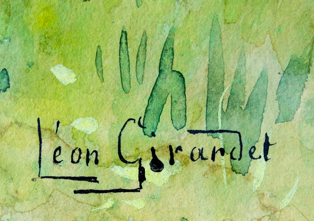 Leon Girardet (French,Swiss,1857-1895) watercolor painting antique - 4