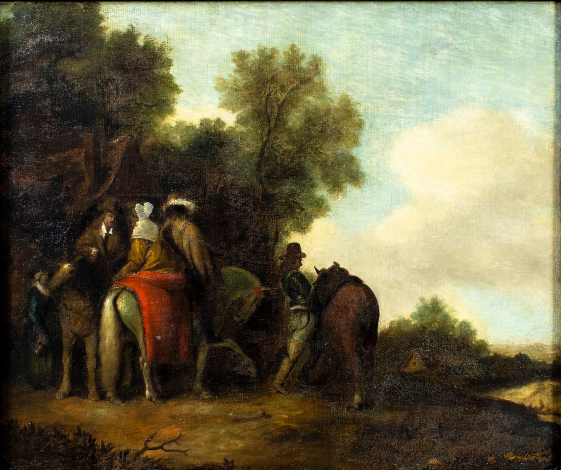 Antique 19C European oil painting (1 of 12)