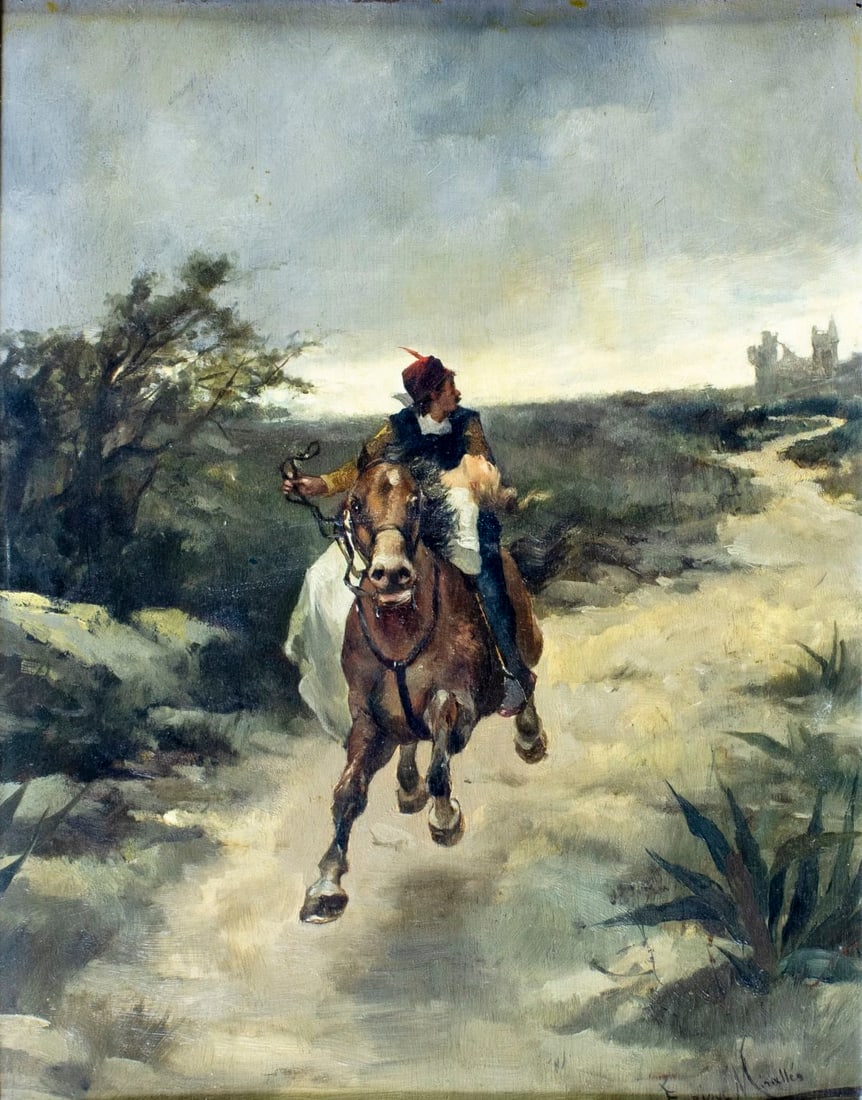 Enrique Miralles Darmanin (Spain,1855-c. 1900) oil painting antique (1 of 13)