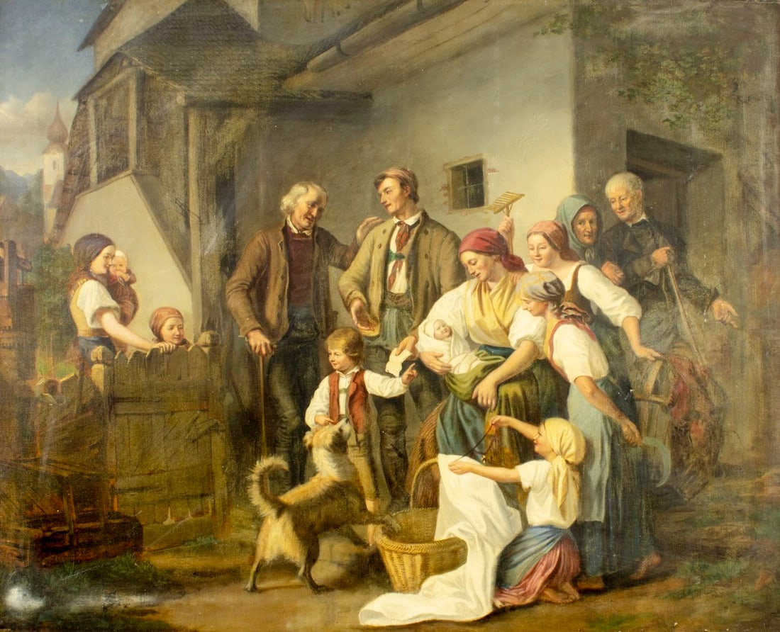 AFTER Carl Hubner (German,1814-1879) oil painting antique (1 of 17)