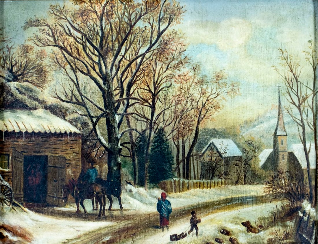 Antique 19C German oil painting (1 of 11)